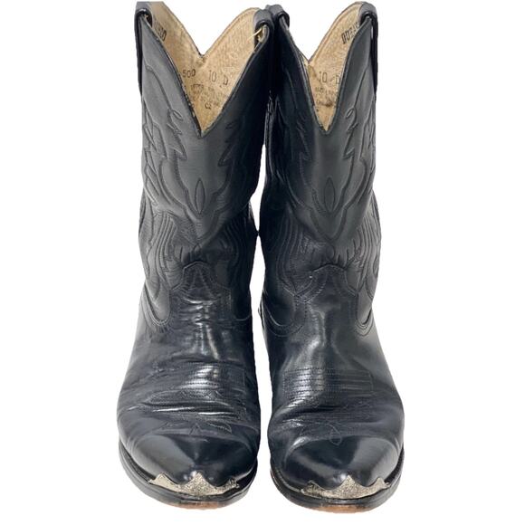 Durango Other - Durango Men's Black Round Toe Silver Toe Trimmed Cowboy Boots Size-10D